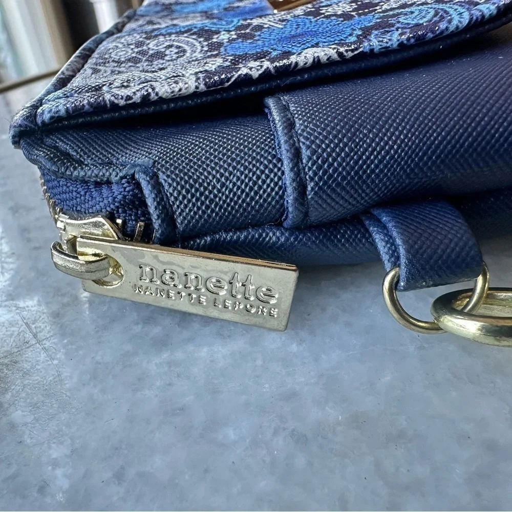 Nanette Lepore Blue Floral Clutch with Power Bank